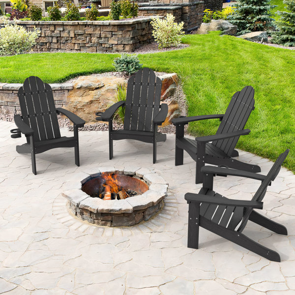 Reyer Adirondack Chair Set of 4 Rosecliff Heights Color Dark Gray